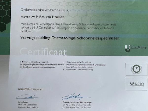 Certificaat Dermatologie